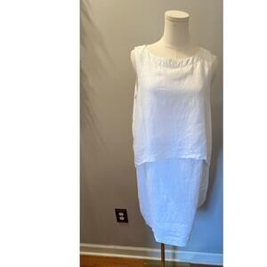 purejill linen white tiered dress size small 100% Linen